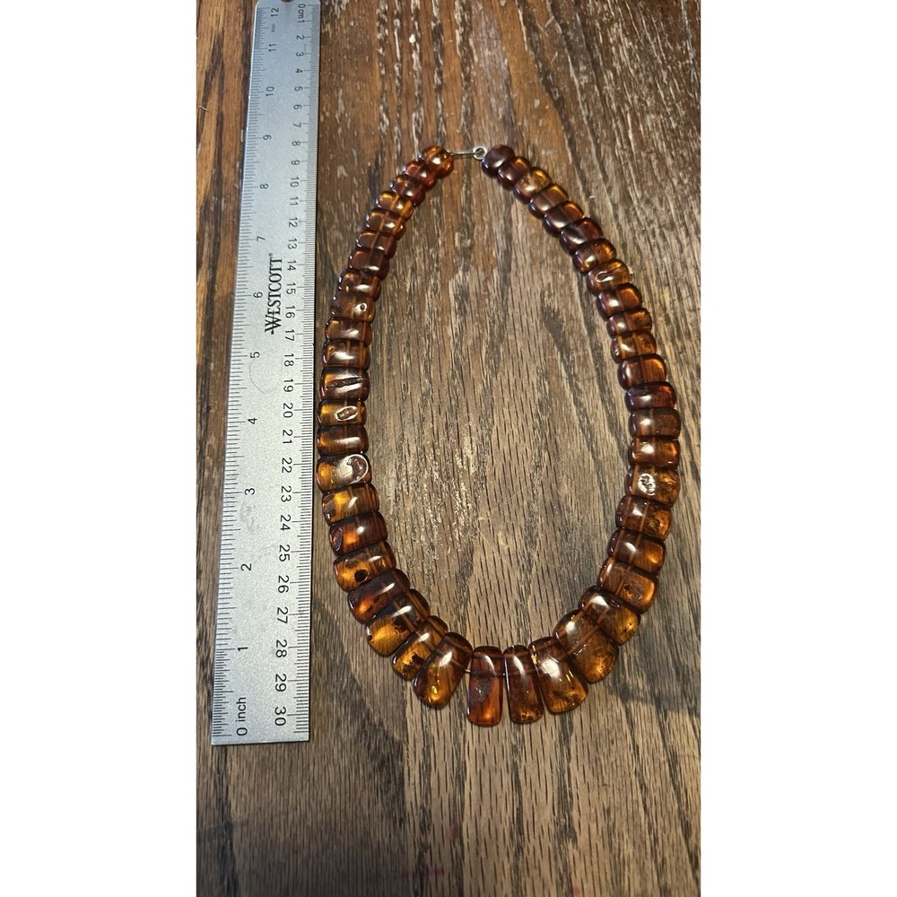 Vintage Baltic Amber Cleopatra Necklace 49 Pcs UV Tested Genuine Cognac 17" - Picture 3 of 11